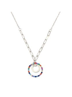Colgante Plata Mujer PGAR841/1 Aro Circonitas Multicolor