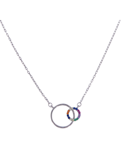 Colgante Plata Mujer PGAR844 Aros Entrelazados Circonitas Multicolor