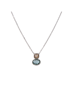 Colgante Plata Mujer PSET161/3 Circonitas Champagne Bicolor Azul