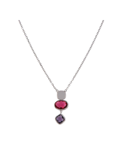 Colgante Plata Mujer PSET166/3 Circonitas Roja Bicolor Morada