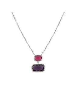Colgante Plata Mujer PSET172/3 Circonitas Roja Bicolor Morada