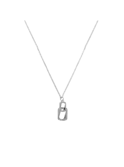 Colgante Plata Mujer PSET189/3 Eslabones Cuadrados Circonitas