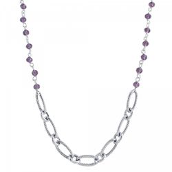 Colgante Plata Sovrani 45+5cm AVP135 Eslabones Amatistas
