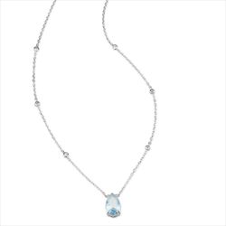 Colgante Plata Sovrani J12718 Gota Circonita Azul 40+5cm