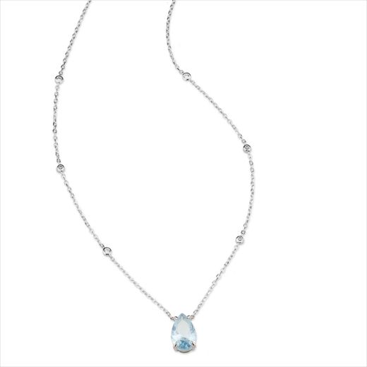 Colgante Plata Sovrani Mujer J12718 Gota Circonita Azul 40+5cm