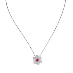 Colgante Plata Sovrani J12734 Flor C. Circonitas Fucsia Bicolor Blancas 40+5cm