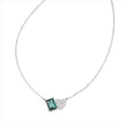 Colgante Plata Sovrani J12790 Corazón C. Circonitas & Esmeralda 40+5cm