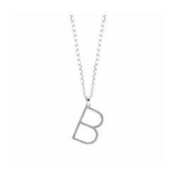 Colgante Plata y Acero PL-B Letra B Con Circonitas