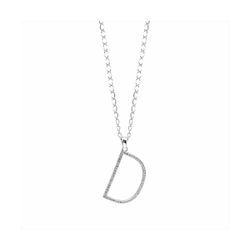 Colgante Plata y Acero PL-D Letra D Con Circonitas