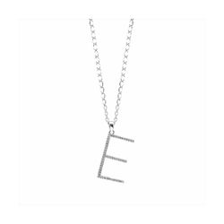 Colgante Plata y Acero PL-E Letra E Con Circonitas