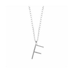Colgante Plata y Acero PL-F Letra F Con Circonitas