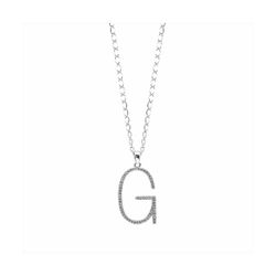 Colgante Plata y Acero PL-G Letra G Con Circonitas
