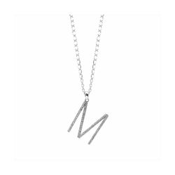 Colgante Plata y Acero PL-M Letra M Con Circonitas