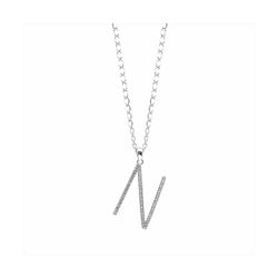 Colgante Plata y Acero PL-N Letra N Con Circonitas