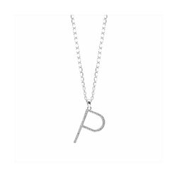 Colgante Plata y Acero PL-P Letra P Con Circonitas