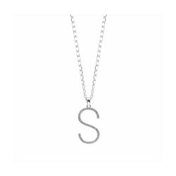 Colgante Plata y Acero PL-S Letra S Con Circonitas