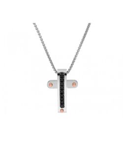 Colar masculino Liska de aço 50 cm 86CD256-N com cruz