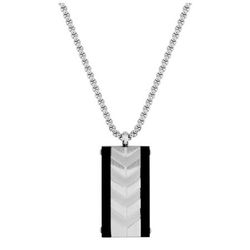 Collar Acero Argyor-MRM  (AC)432075 Cadena con Placa Bicolor Negra