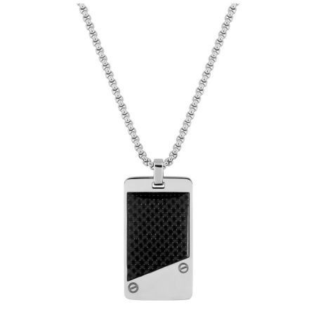 Collier en acier avec plaque bicolore noire Argyor-MRM (AC)432076