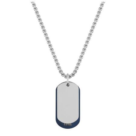 Collar Acero Argyor-MRM  (AC)432082 Cadena con Placa Bicolor Negra