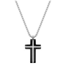 Collar Acero Argyor-MRM  (AC)432088 Cadena con Cruz Bicolor Negra