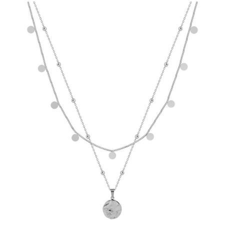 Collar Acero Argyor-MRM  (AC)432102 Cadena Doble Con Colgante