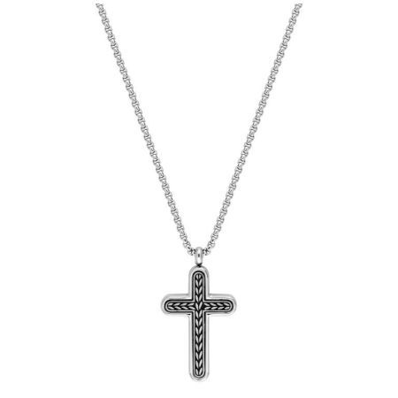 Collier en acier Argyor-MRM (AC)432294 avec croix bicolore noire