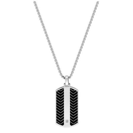 Collar Acero Argyor-MRM  (AC)432299 Cadena Con Placa Bicolor Negra