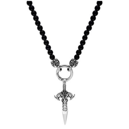 Collier en acier Argyor-MRM (AC)432330 avec pierres noires et pendentif