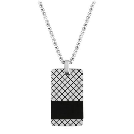Collar Acero Argyor-MRM  (AC)432334 Cadena con Placa Bicolor Negra