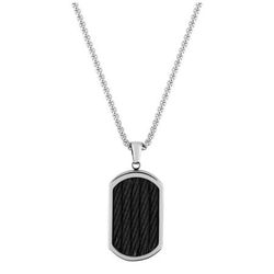 Collar Acero Argyor-MRM  (AC)432336 Cadena con Placa Bicolor Negra