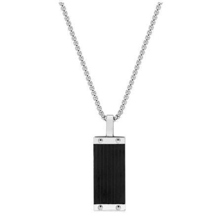 Collar Acero Argyor-MRM  (AC)432341 Cadena con Placa Bicolor Negra