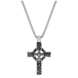 Collar Acero Argyor-MRM  (AC)432350 Cadena con Cruz Bicolor Negra