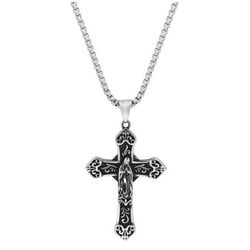 Collar Acero Argyor-MRM  (AC)432351 Cadena con Cruz Bicolor Negra