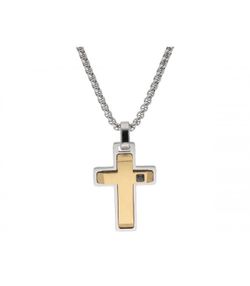Collar Acero Bicolor Dorado Liska Hombre 86CD326-D Cruz