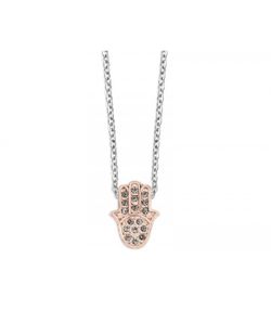 Colgante Acero Bicolor Rosa Liska Mujer LM15CD-R Mano Fátima Circonitas