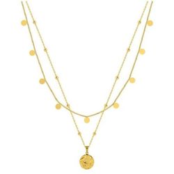 Collar Acero Dorado Argyor-MRM  (AC)432103 Cadena Doble Con Colgante