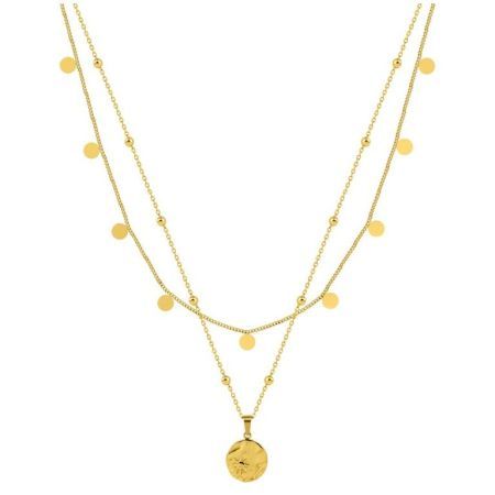 Collier double chaîne en acier doré avec pendentif Argyor-MRM (AC)432103