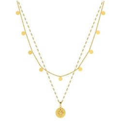 Collar Acero Dorado Argyor-MRM  (AC)432104 Cadena Doble Con Colgante