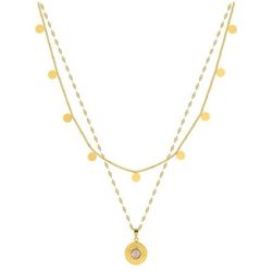 Collar Acero Dorado Argyor-MRM  (AC)432106 Cadena Doble Con Colgante Lila