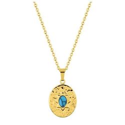 Collar Acero Dorado Argyor-MRM  (AC)432122 Cadena Con Colgante Azul