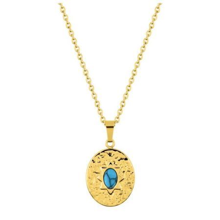 Collier en acier doré avec pendentif bleu Argyor-MRM (AC)432122