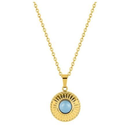 Collier en acier doré avec pendentif bleu Argyor-MRM (AC)432126