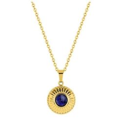 Collar Acero Dorado Argyor-MRM  (AC)432128 Cadena Con Colgante Azul Oscuro