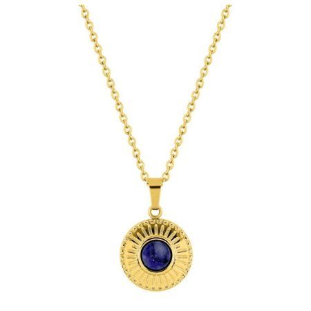Collier en acier doré avec pendentif bleu foncé Argyor-MRM (AC)432128
