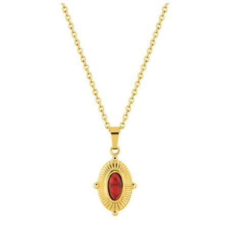 Colar de aço dourado com pingente vermelho Argyor-MRM (AC)432130