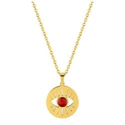 Collar Acero Dorado Argyor-MRM  (AC)432139 Cadena Con Ojo Rojo