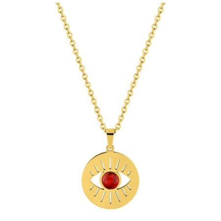 Colar de aço dourado com corrente de olho vermelho Argyor-MRM (AC)432139