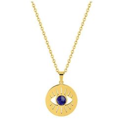 Collar Acero Dorado Argyor-MRM  (AC)432140 Cadena Con Ojo Azul Oscuro
