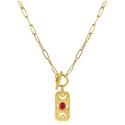 Collar Acero Dorado Argyor-MRM  (AC)432142 Cadena Con Ojo Rojo